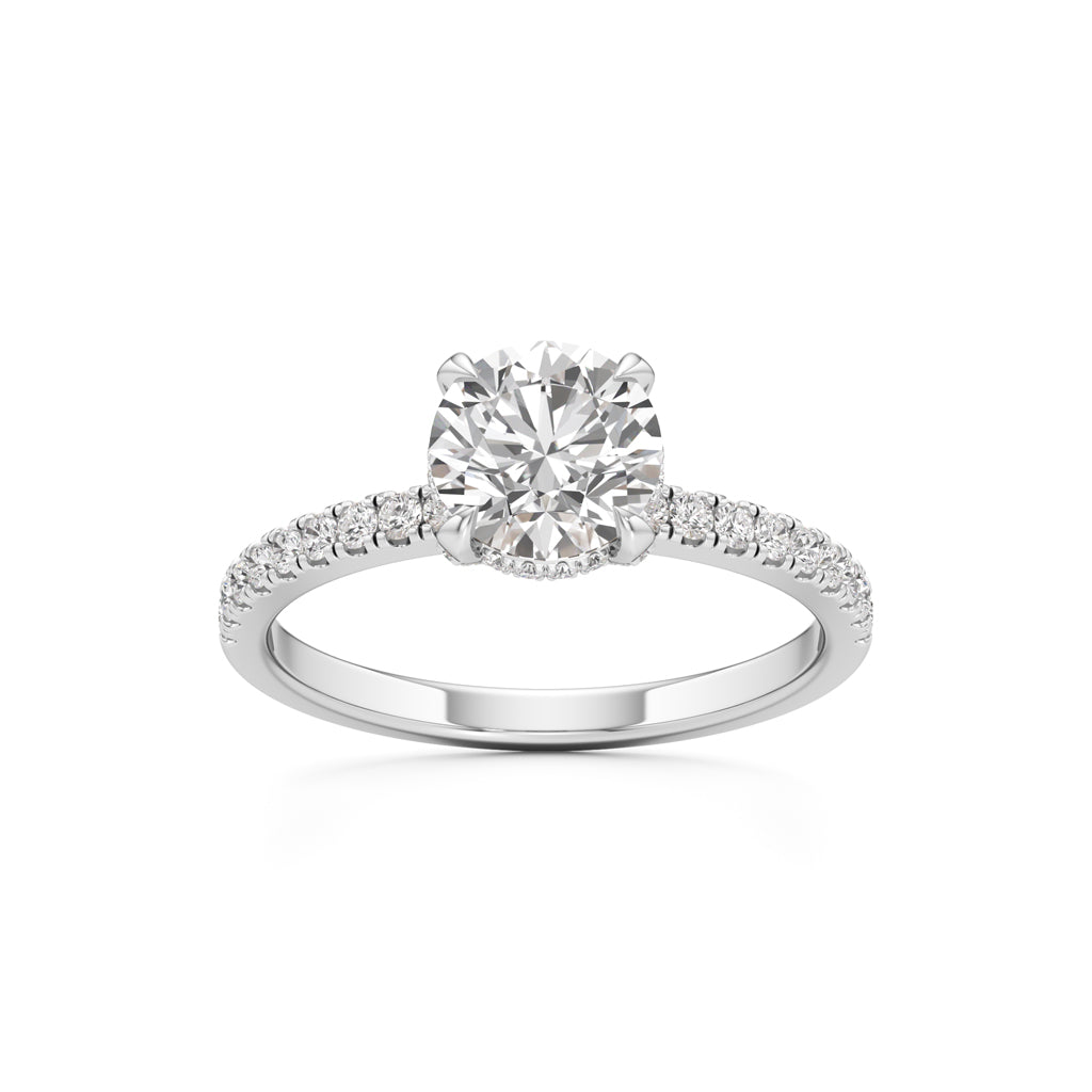 Round Solitaire with Double Encrusted Ring