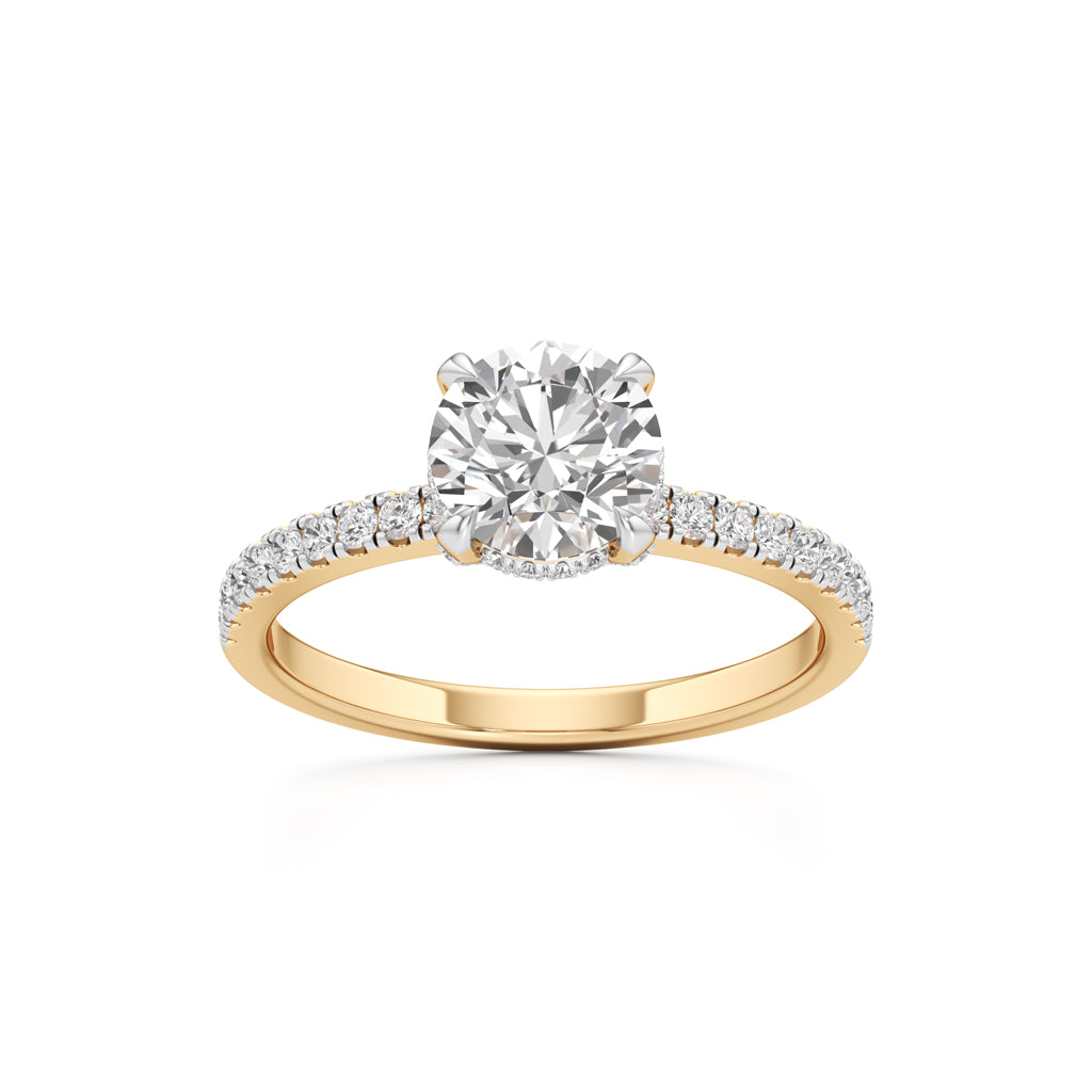 Round Solitaire with Double Encrusted Ring