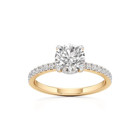 Round Solitaire with Double Encrusted Ring