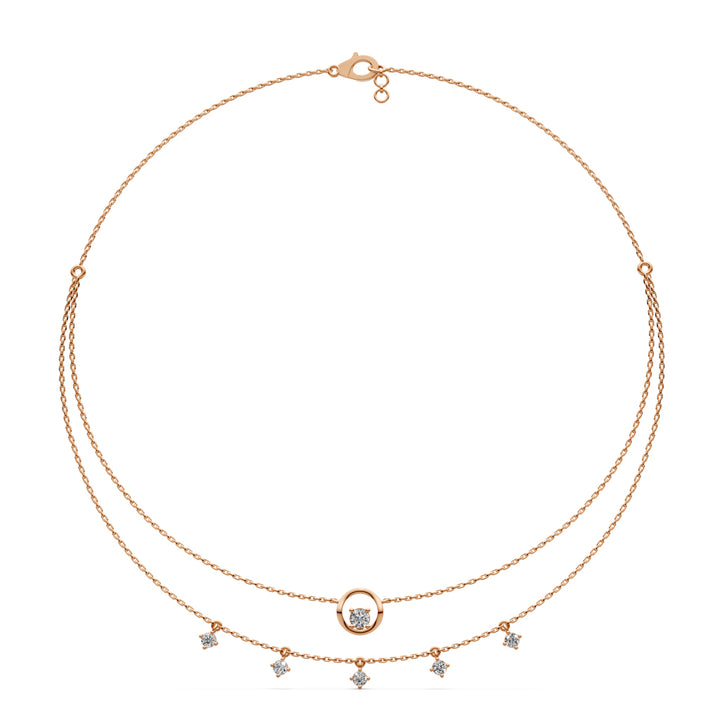 Layered Diamond Necklace with Ring Motif