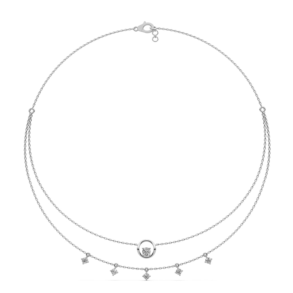 Layered Diamond Necklace with Ring Motif