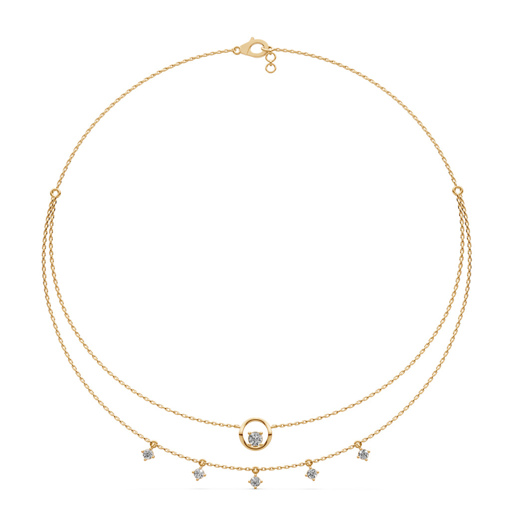 Layered Diamond Necklace with Ring Motif