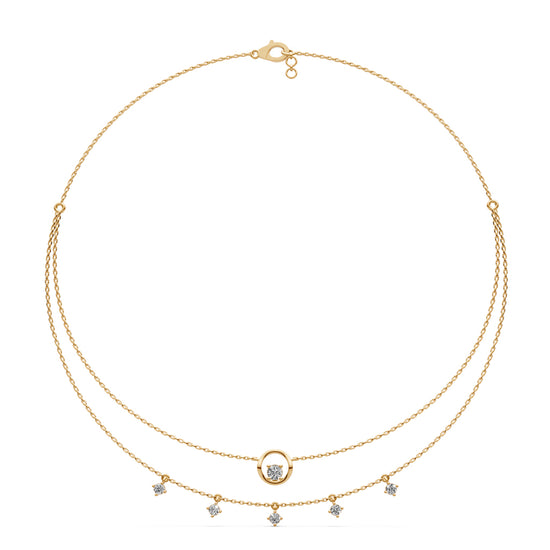 Layered Diamond Necklace with Ring Motif