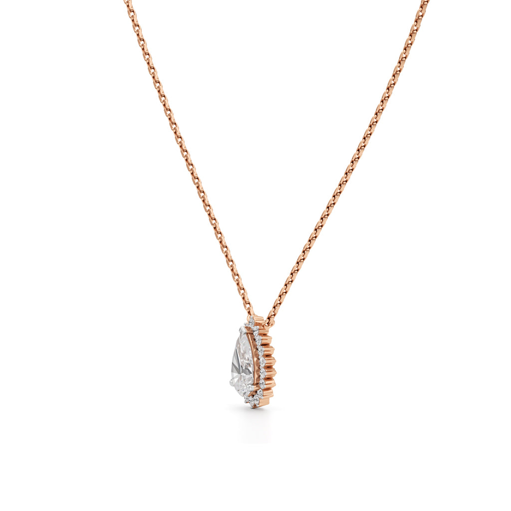 Florine Flourish Pear Cut Halo Pendant