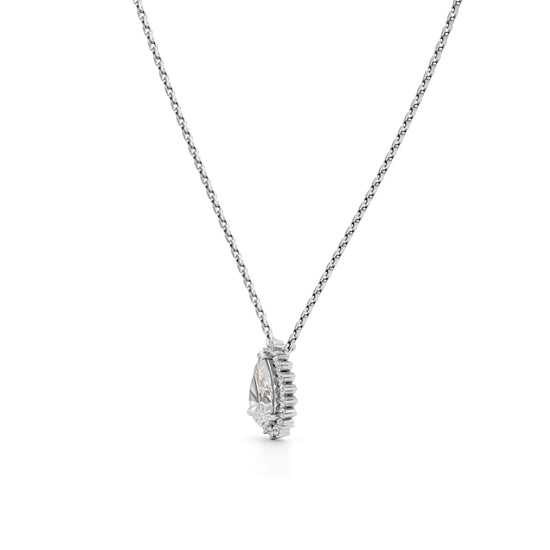 Florine Flourish Pear Cut Halo Pendant