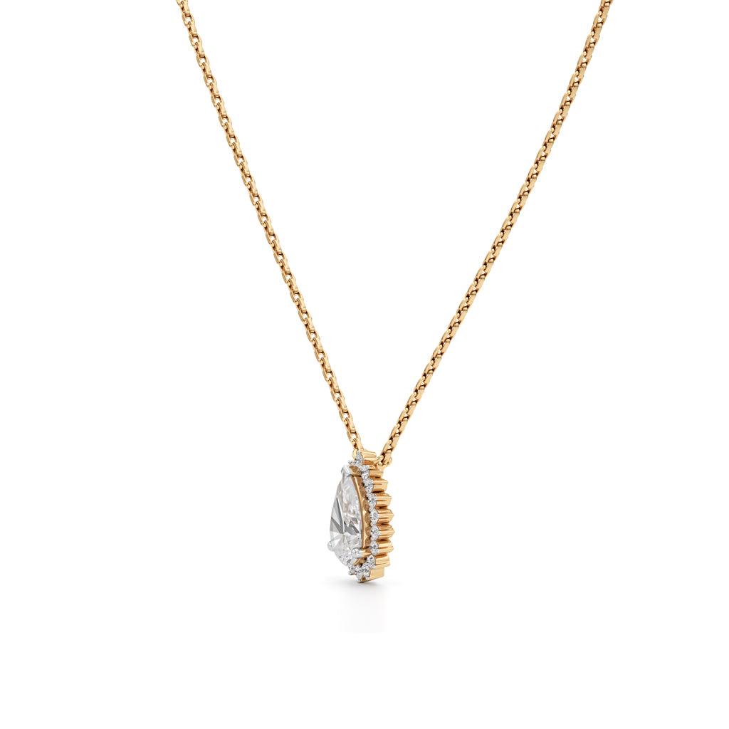 Florine Flourish Pear Cut Halo Pendant