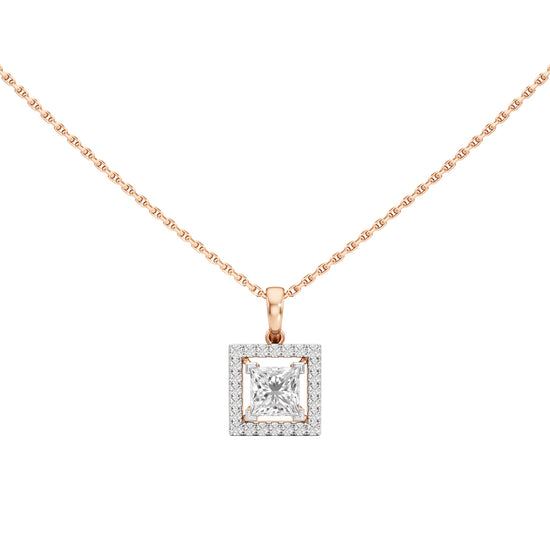 Ginevra Princess Cut Halo Pendant