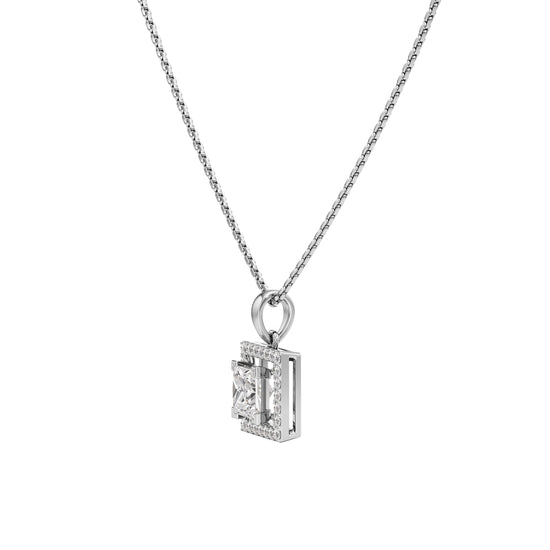 Ginevra Princess Cut Halo Pendant
