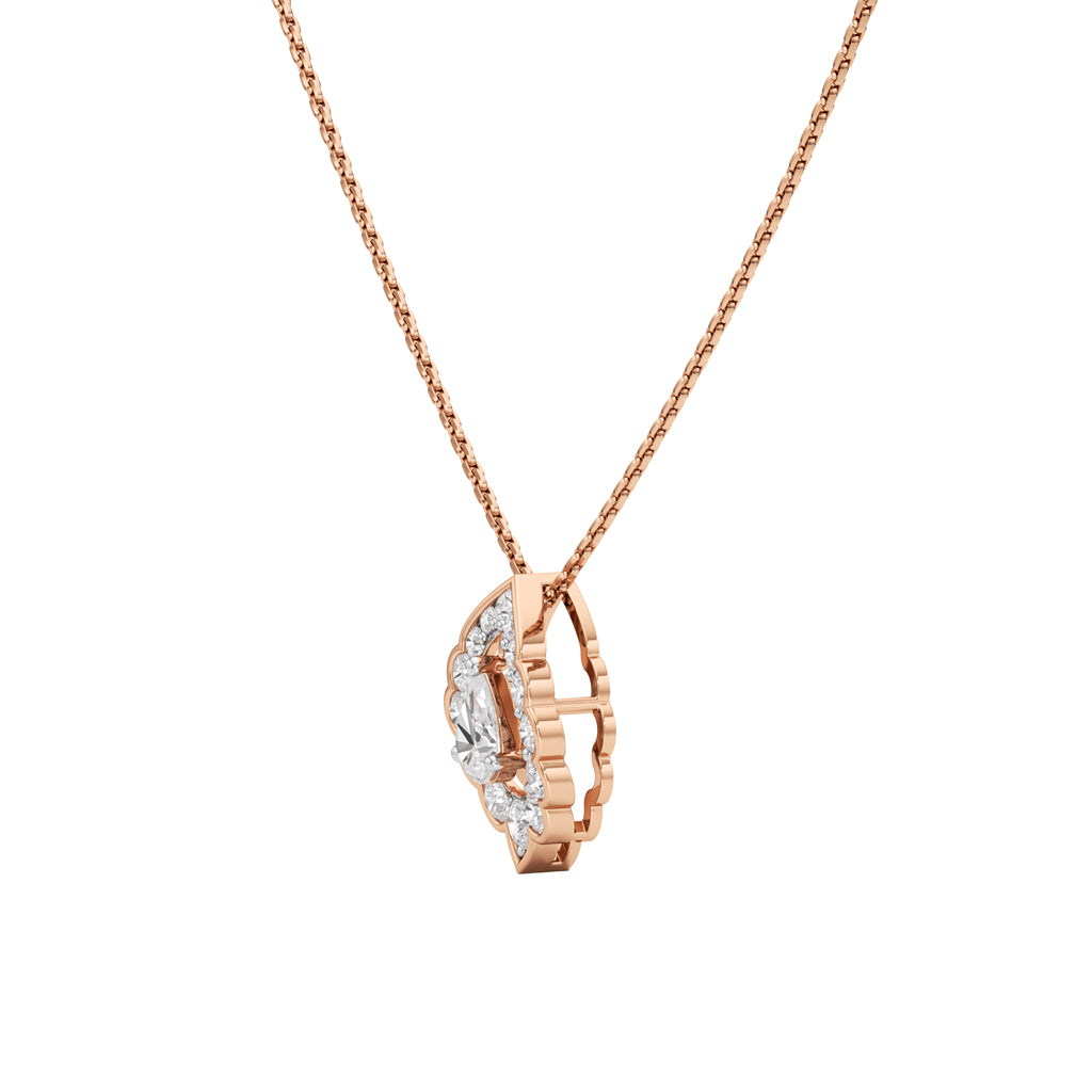 Revere 1Ct Pear Cut Ornate Halo Pendant