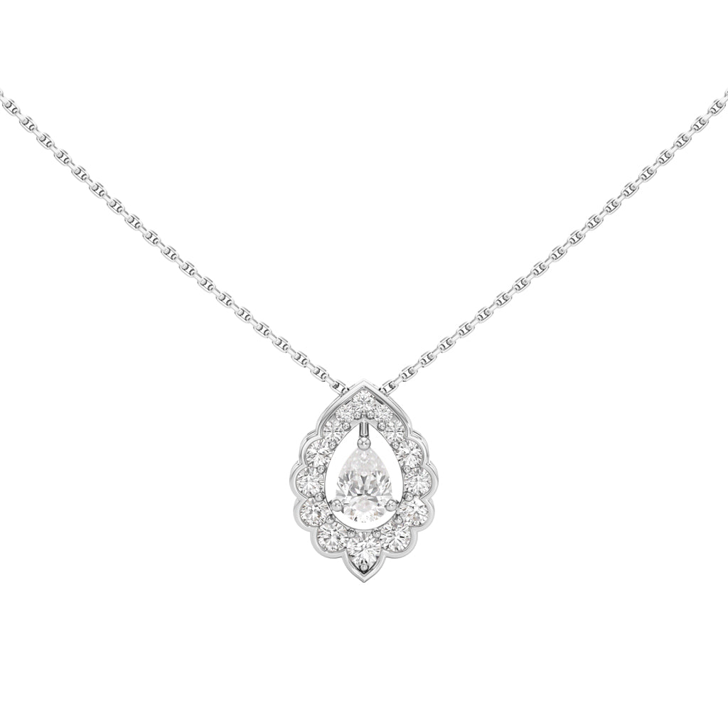 Revere 1Ct Pear Cut Ornate Halo Pendant
