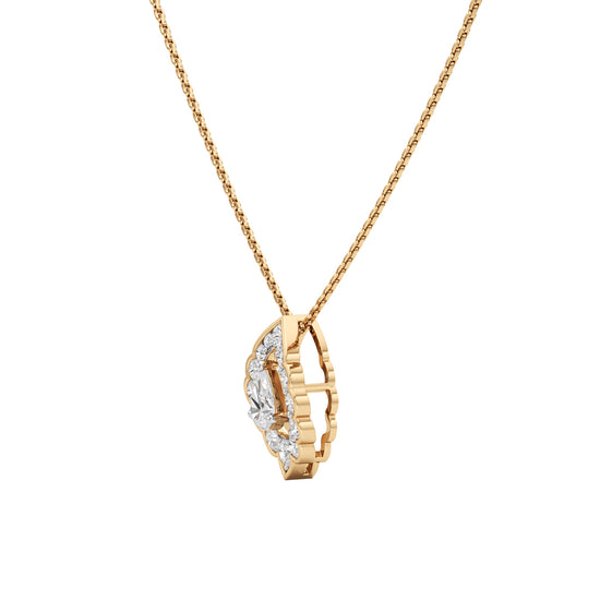 Revere 1Ct Pear Cut Ornate Halo Pendant