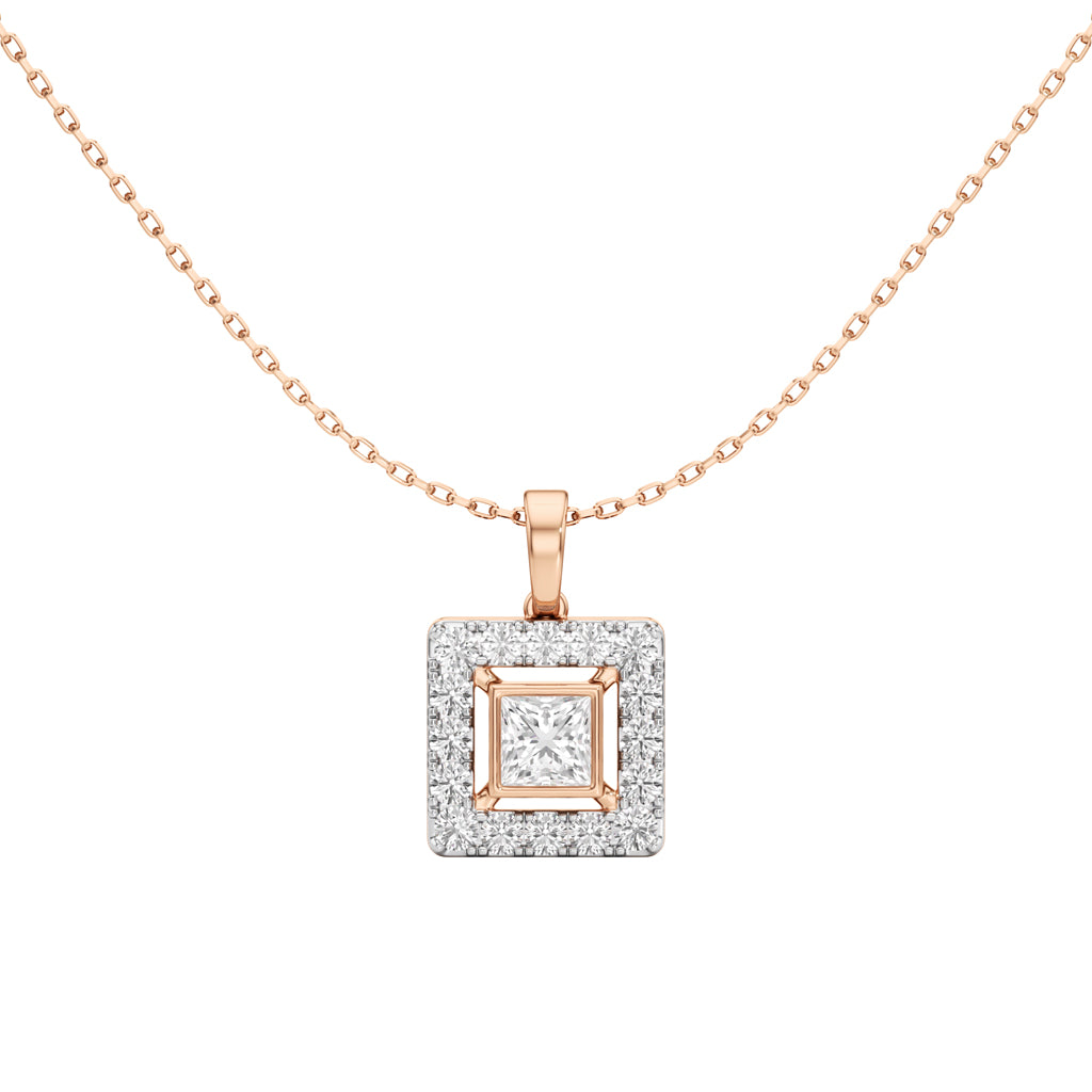 Alyndra 1.50Ct Princess Cut Halo Pendant