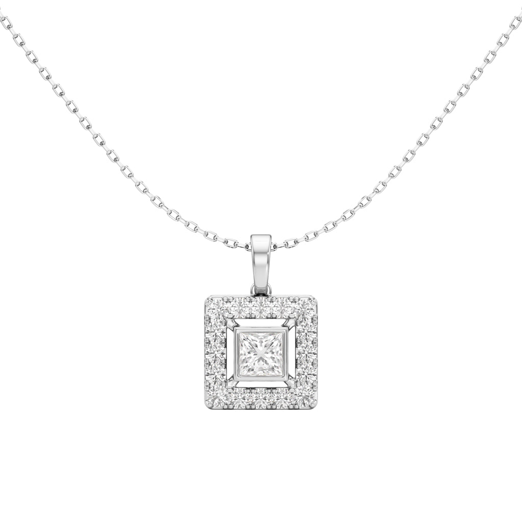 Alyndra 1.50Ct Princess Cut Halo Pendant