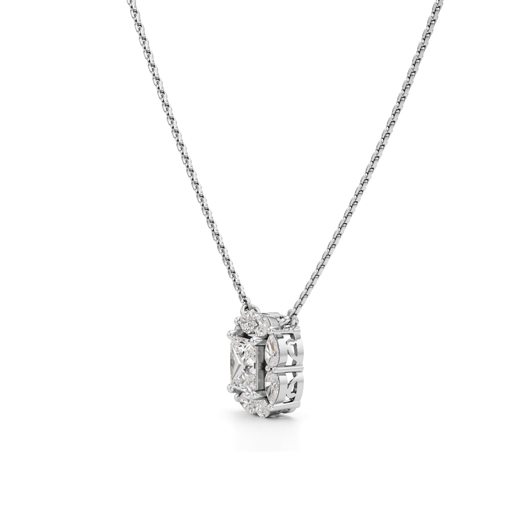 Questa 2Ct Princess Cut Halo Pendant