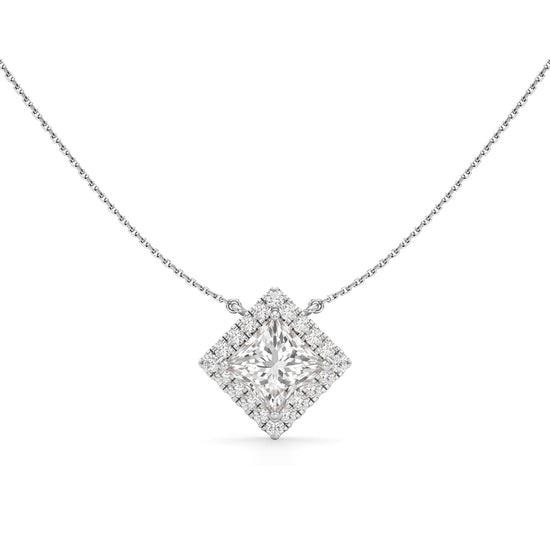 Isla 3Ct Princess Cut Halo Pendant