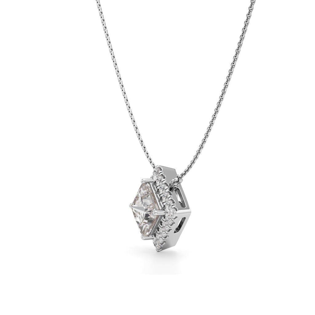 Isla 3Ct Princess Cut Halo Pendant