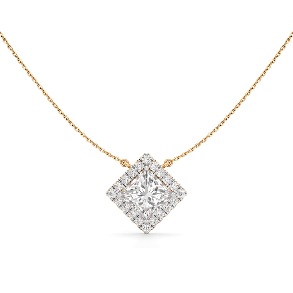 Isla 3Ct Princess Cut Halo Pendant