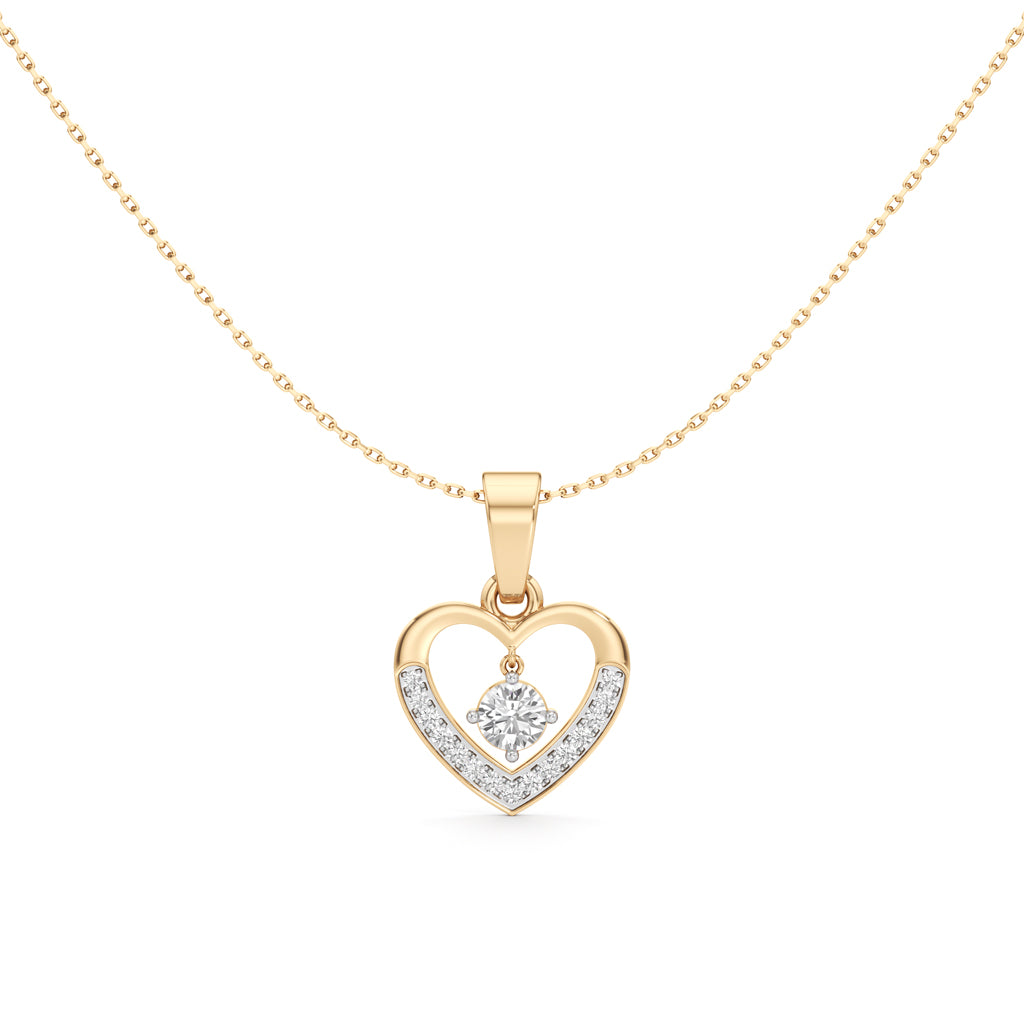 1.00Ct Round Shape Gold Casual Glow Pendant