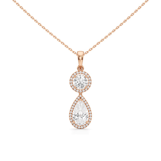 Halo Pear Diamond Solitaire Pendant
