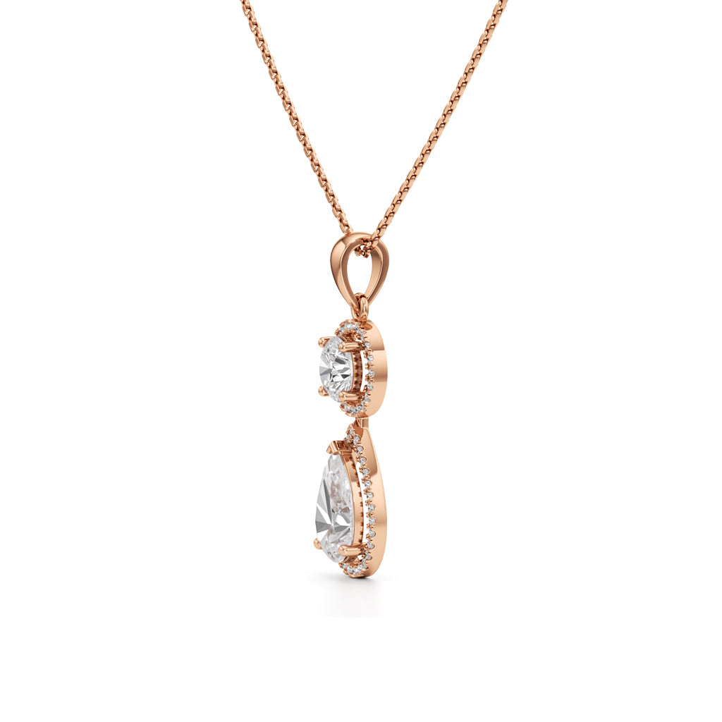 Halo Pear Diamond Solitaire Pendant