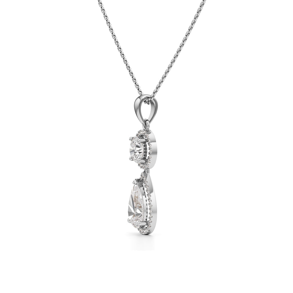 Halo Pear Diamond Solitaire Pendant