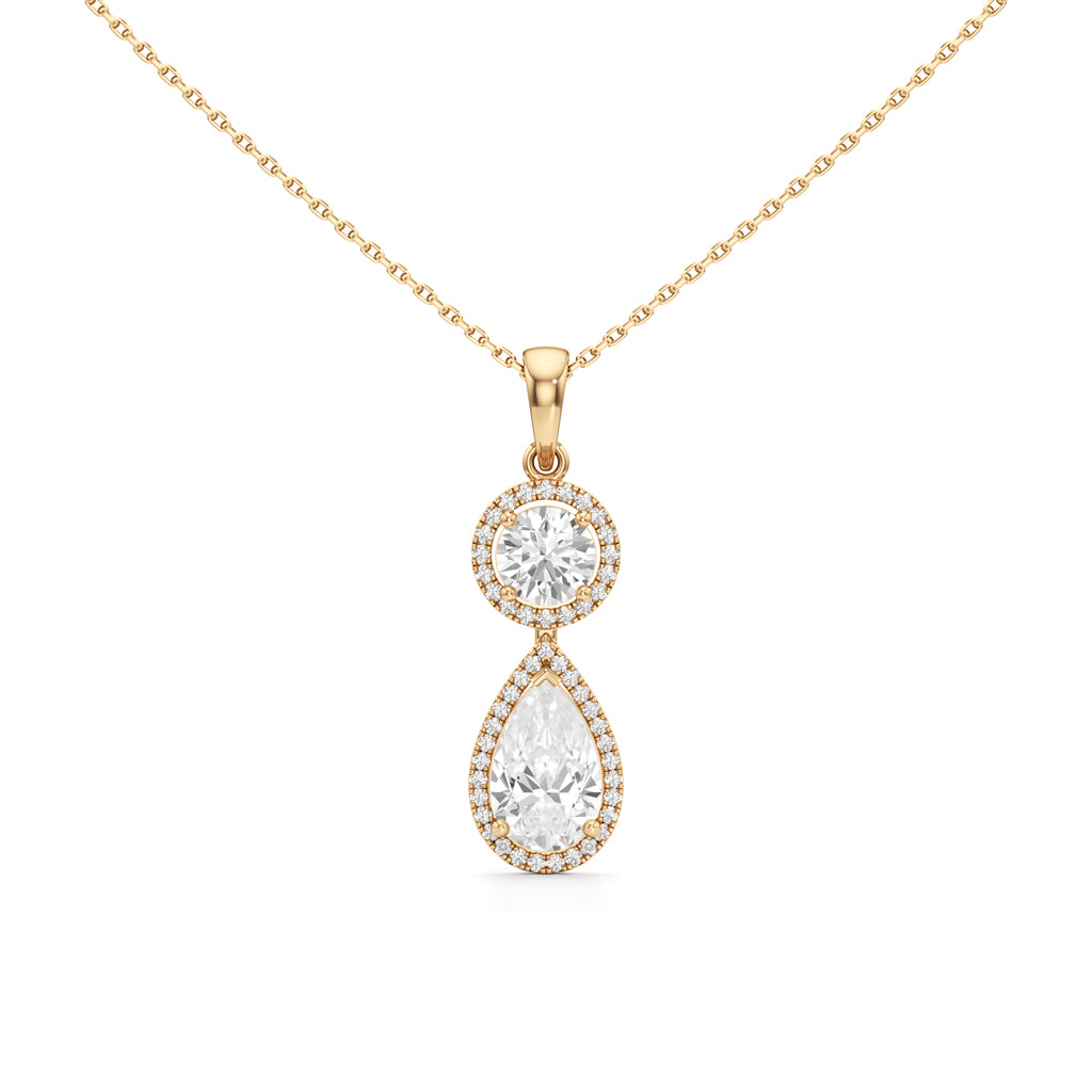 Halo Pear Diamond Solitaire Pendant