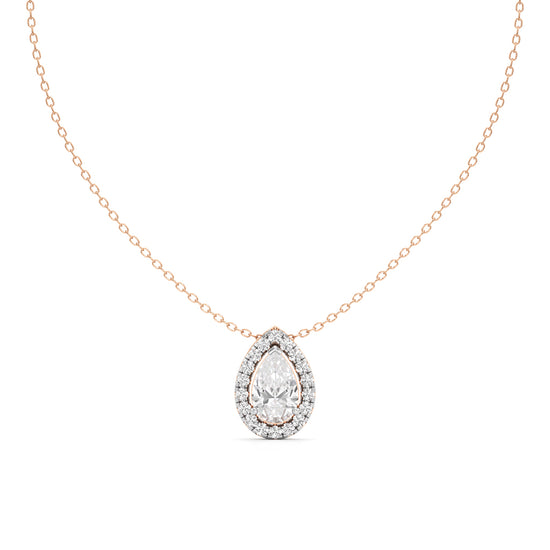 Halo Pear Diamond Solitaire Pendant