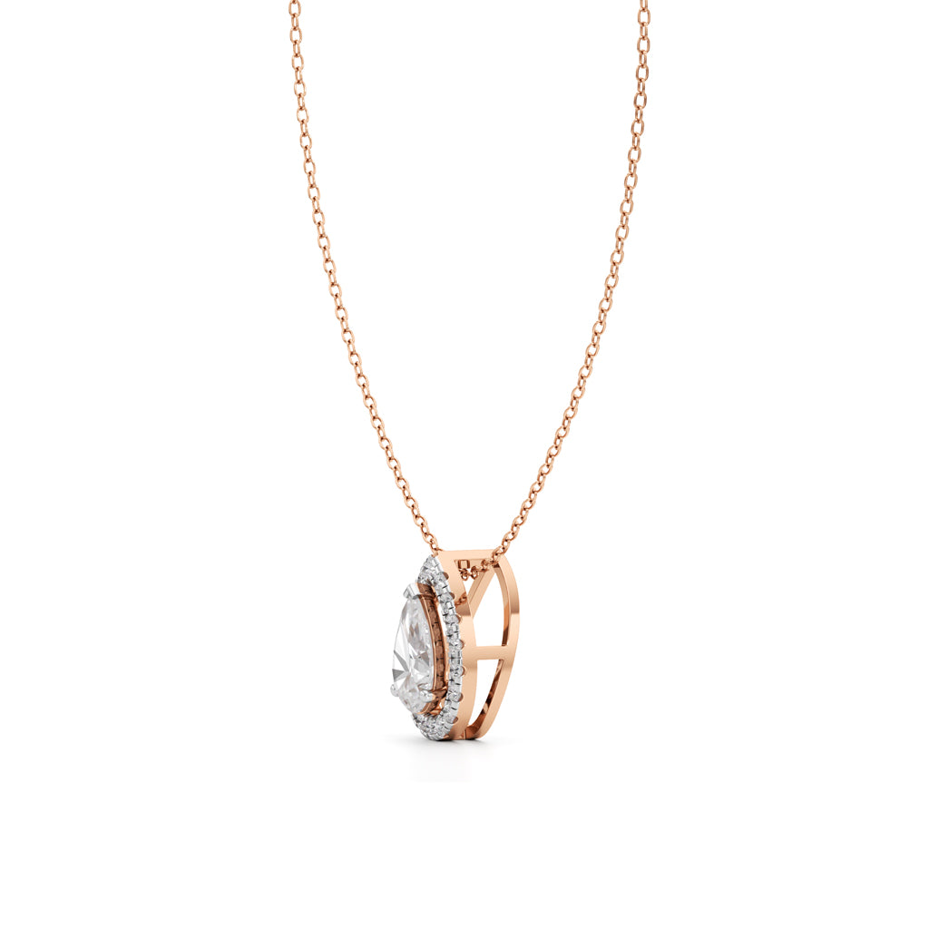 Halo Pear Diamond Solitaire Pendant