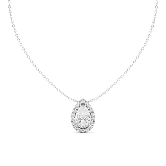 Halo Pear Diamond Solitaire Pendant