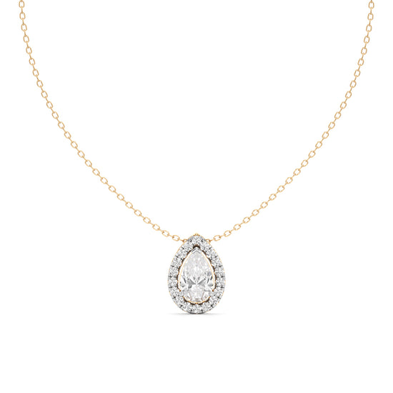 Halo Pear Diamond Solitaire Pendant
