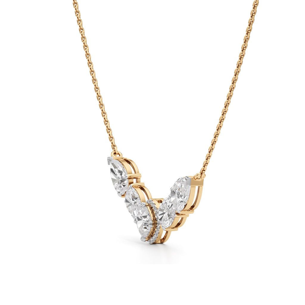 Celestia V-Curve Diamond Pendant Necklace