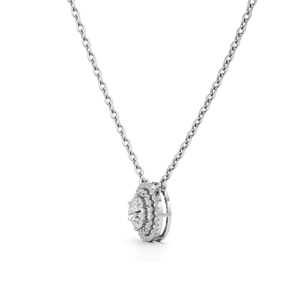 Aurora Halo Round Diamond Pendant Necklace