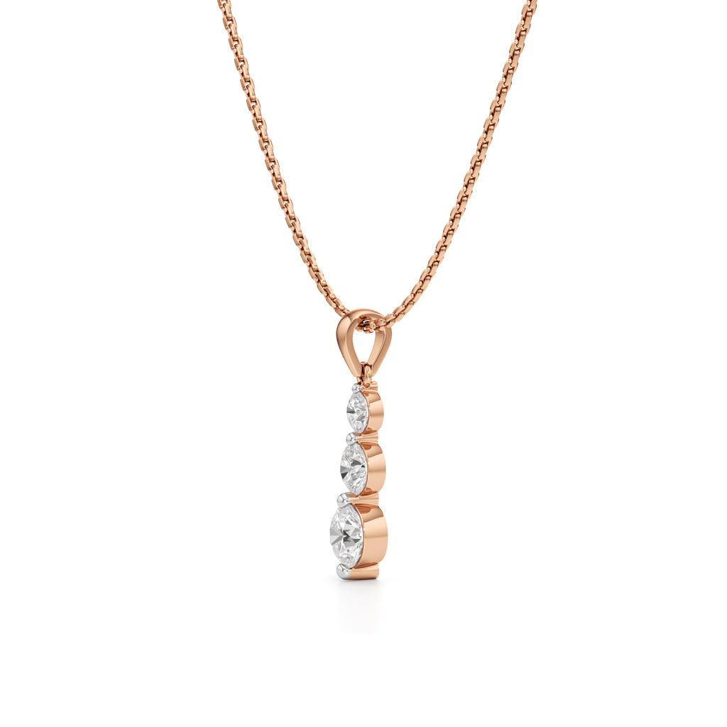 Aurora Triple Drop Diamond Pendant Necklace