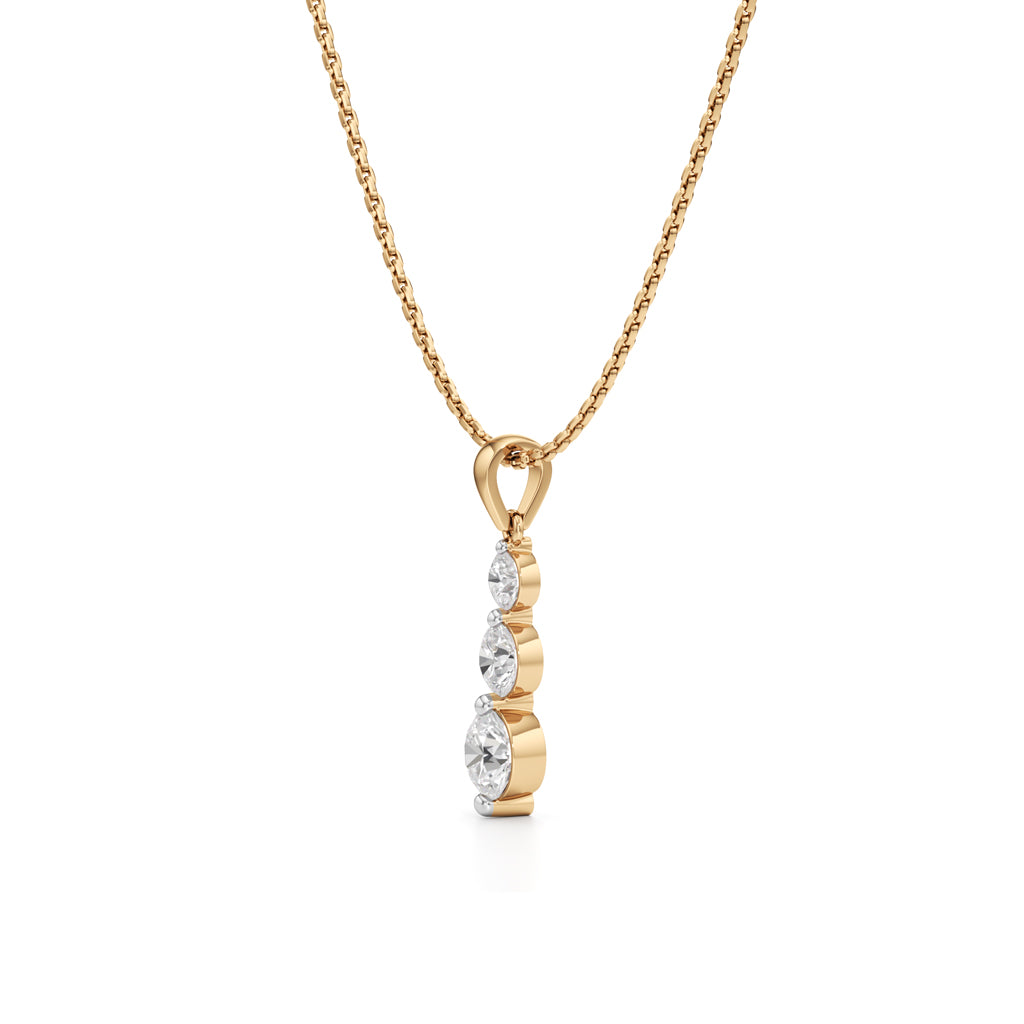 Aurora Triple Drop Diamond Pendant Necklace