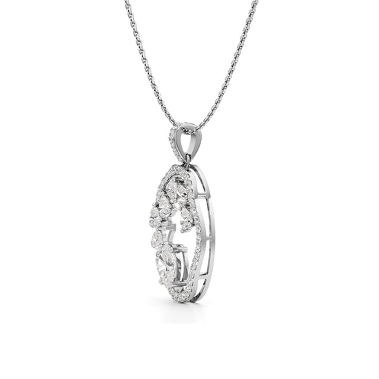 Celestia Oval Halo Pendant Necklace