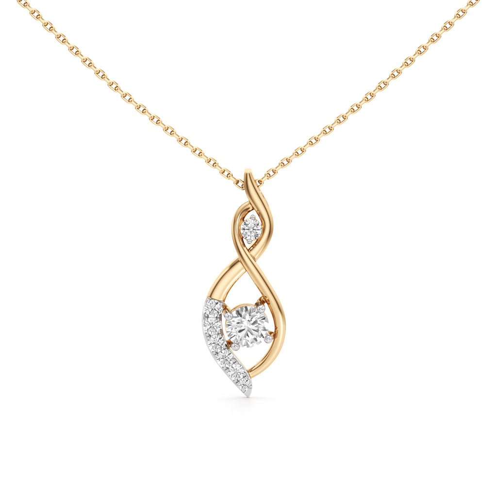 Celestia Curve Diamond Pendant Necklace