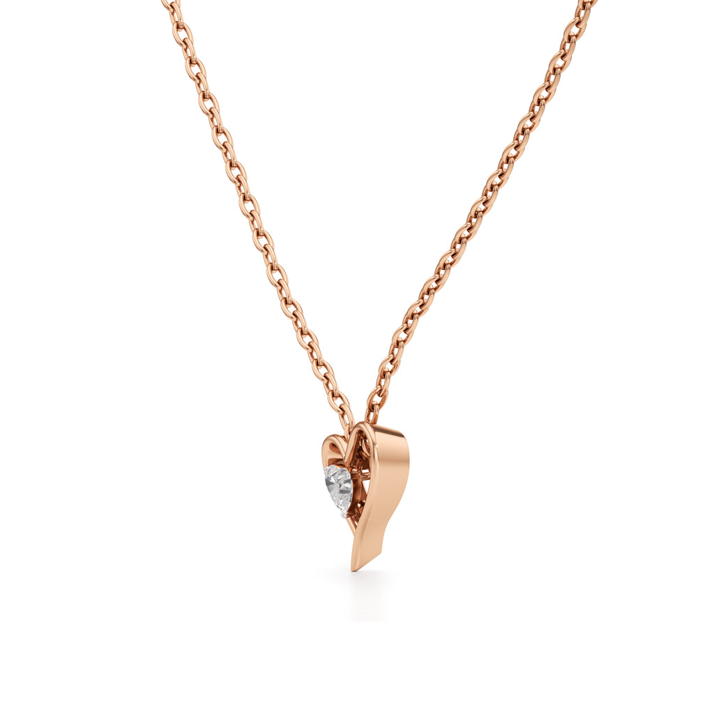 Amora Heart Solitaire Diamond Pendant
