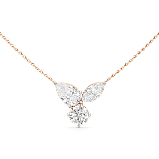 Celestia Tri-Stone Diamond Pendant Necklace