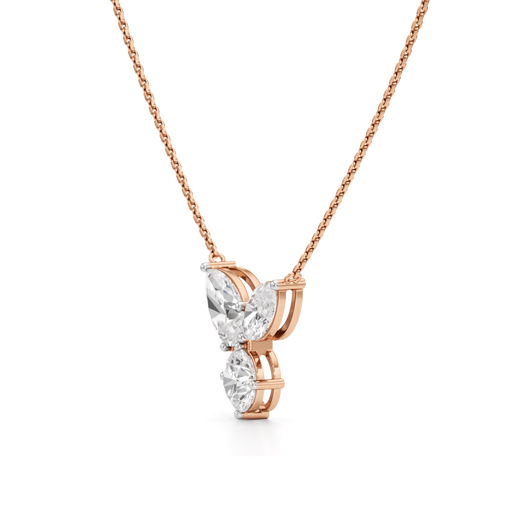 Celestia Tri-Stone Diamond Pendant Necklace