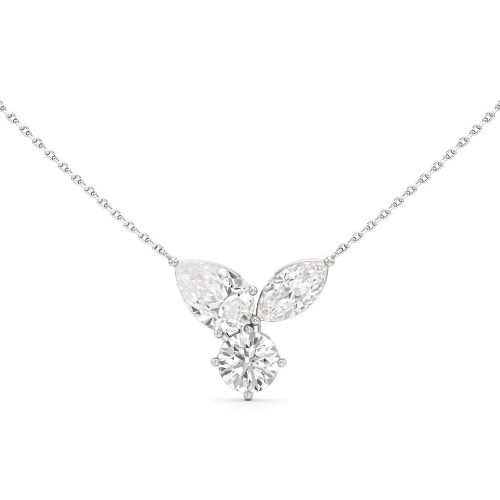 Celestia Tri-Stone Diamond Pendant Necklace