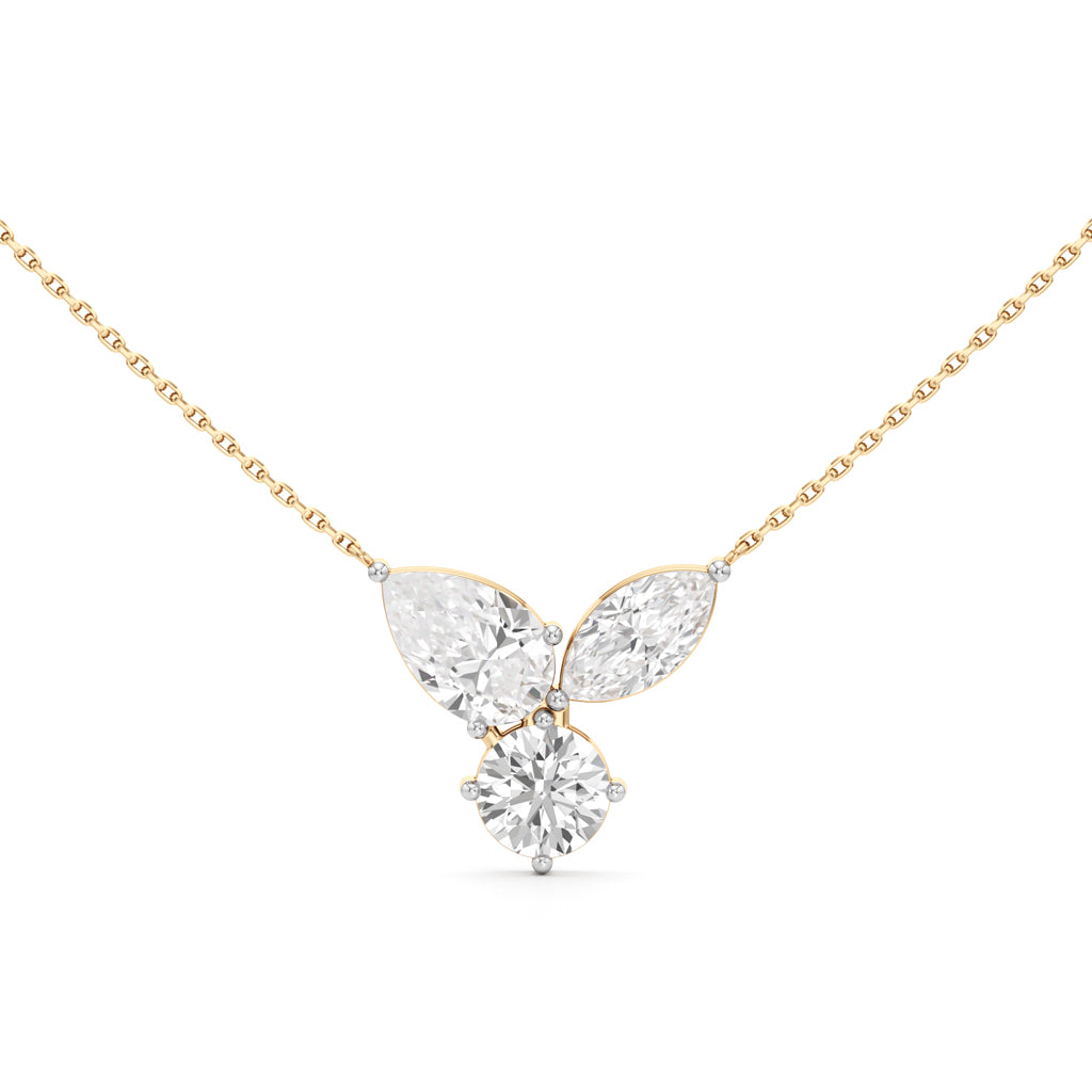 Celestia Tri-Stone Diamond Pendant Necklace