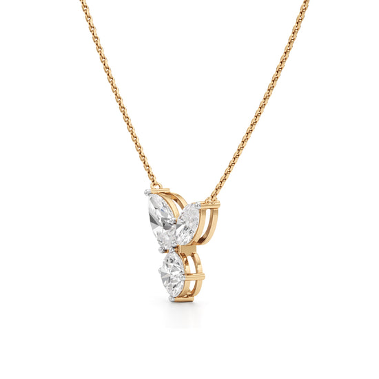 Celestia Tri-Stone Diamond Pendant Necklace
