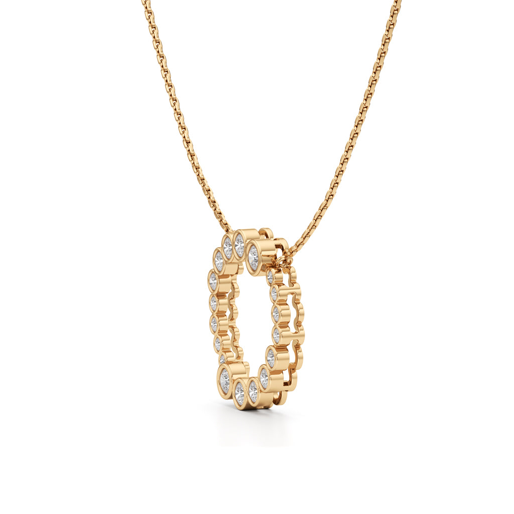 Celestia Halo Circle Pendant Necklace