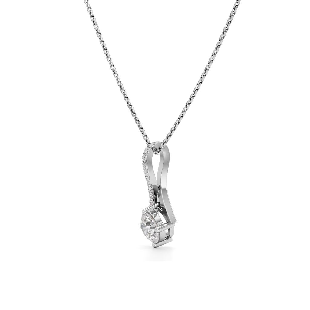 Eterna Solitaire Curve Pendant Necklace