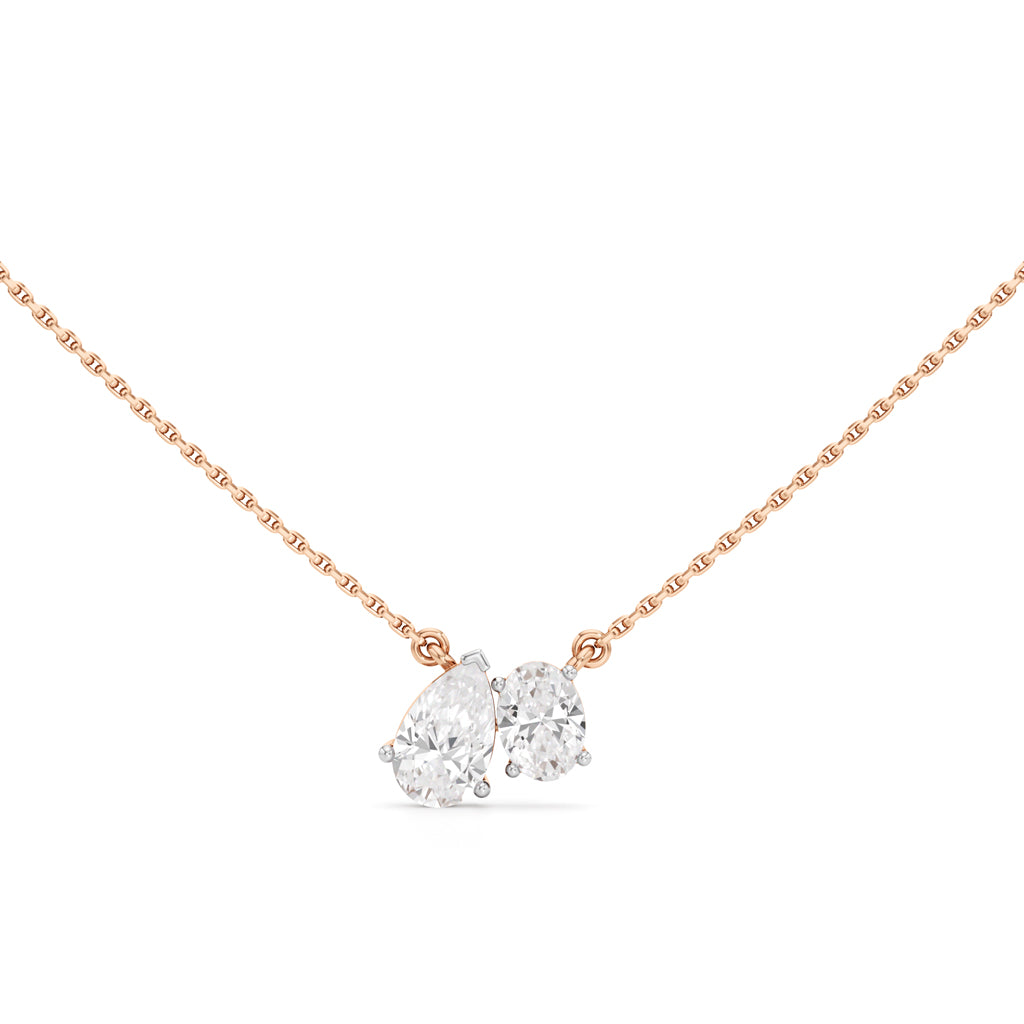 Radiant Duo Diamond Pendant Necklace
