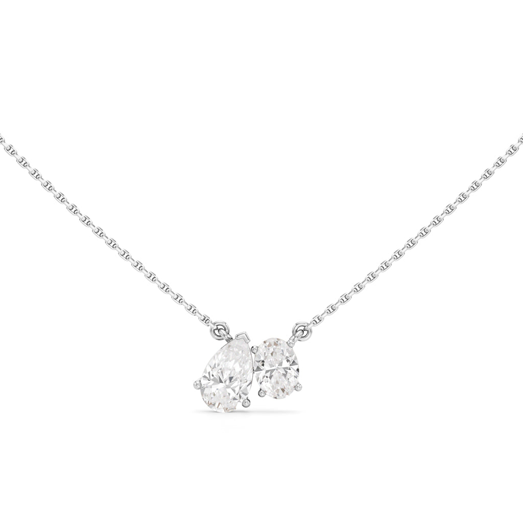 Radiant Duo Diamond Pendant Necklace