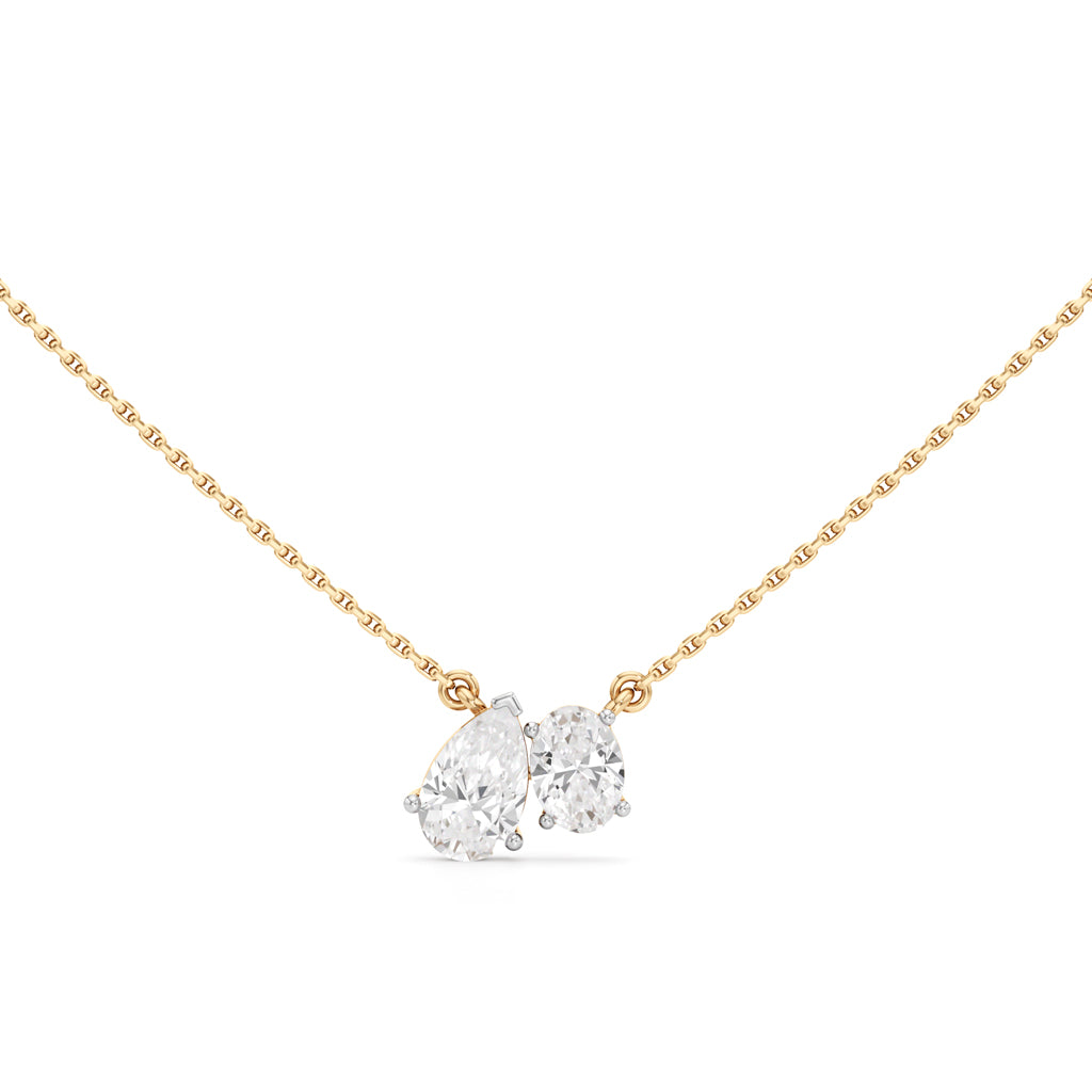 Radiant Duo Diamond Pendant Necklace