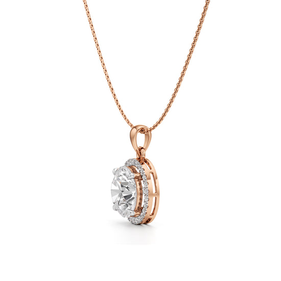 Celeste Halo Round Diamond Pendant Necklace