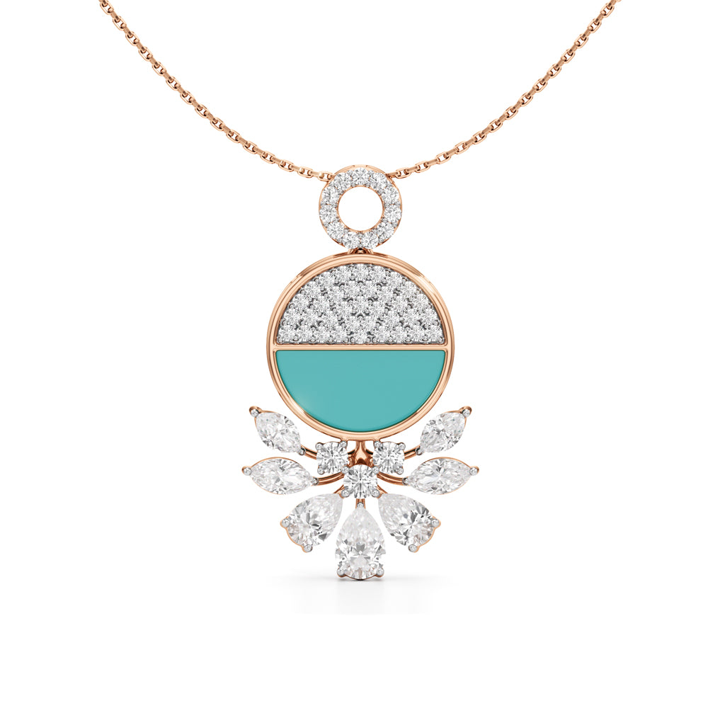 Serenia Bloom Turquoise & Diamond Pendant Necklace