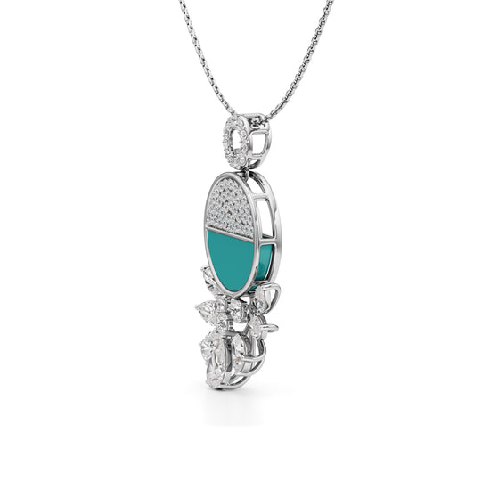 Serenia Bloom Turquoise & Diamond Pendant Necklace